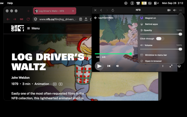 Sending a window to open in the default browser