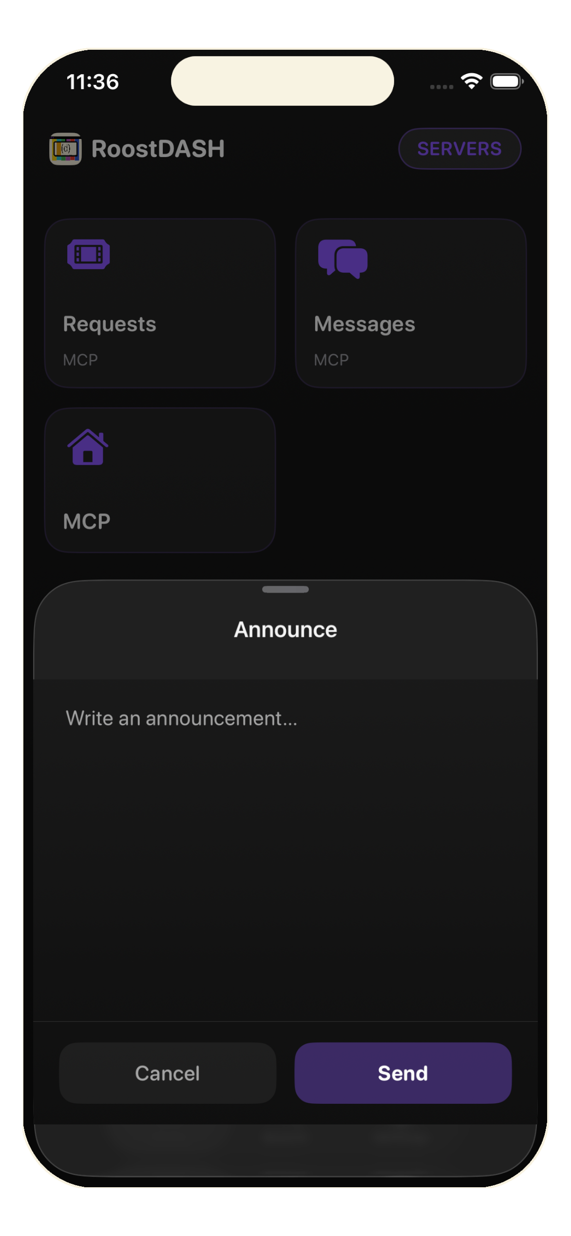 An announcement in RoostDASH