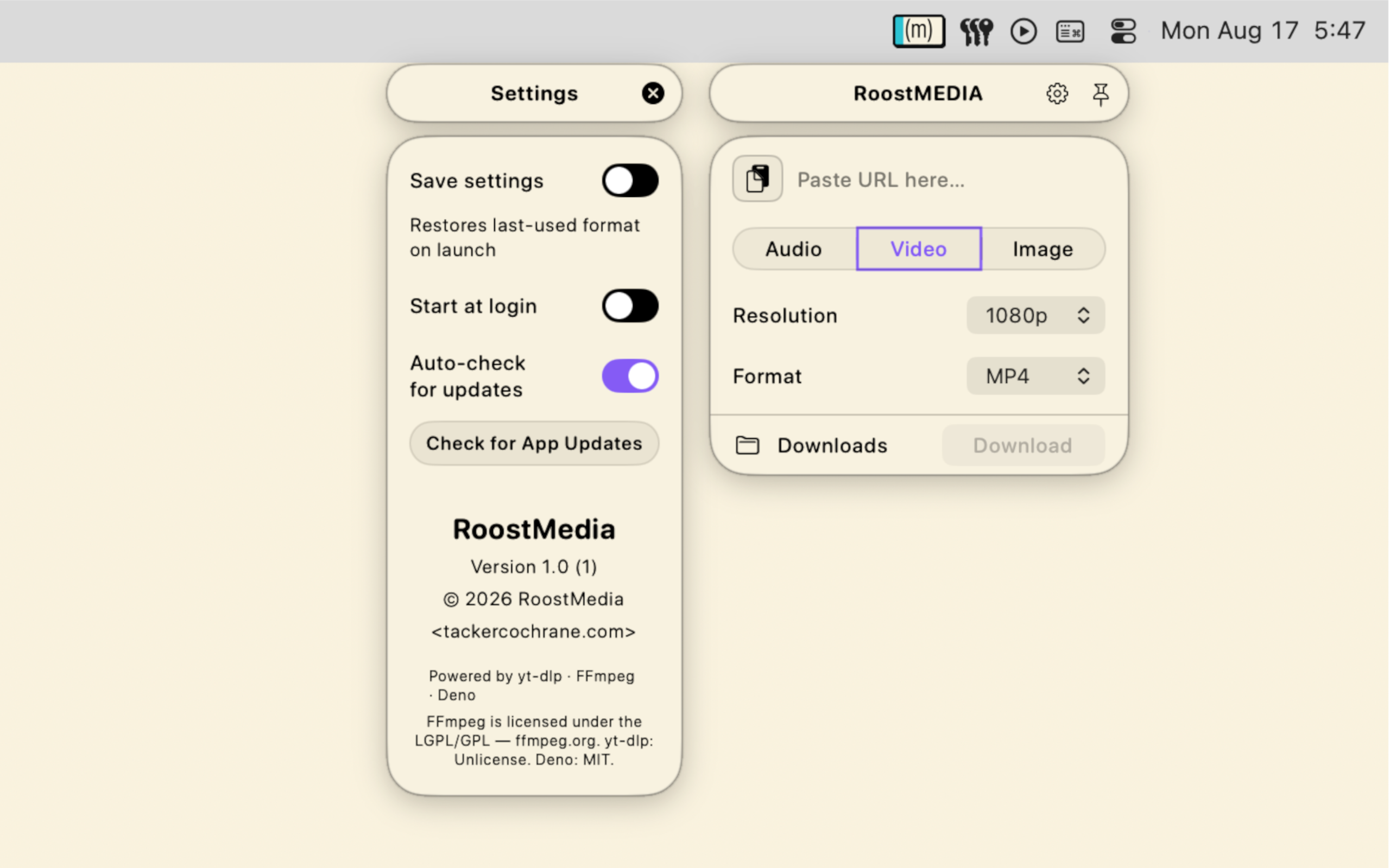 RoostMEDIA settings