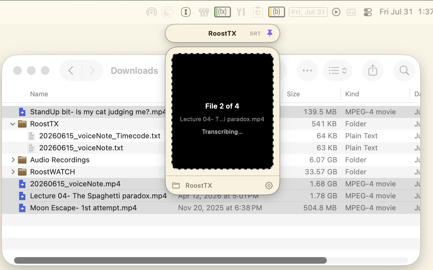 A batch of files being transcribed