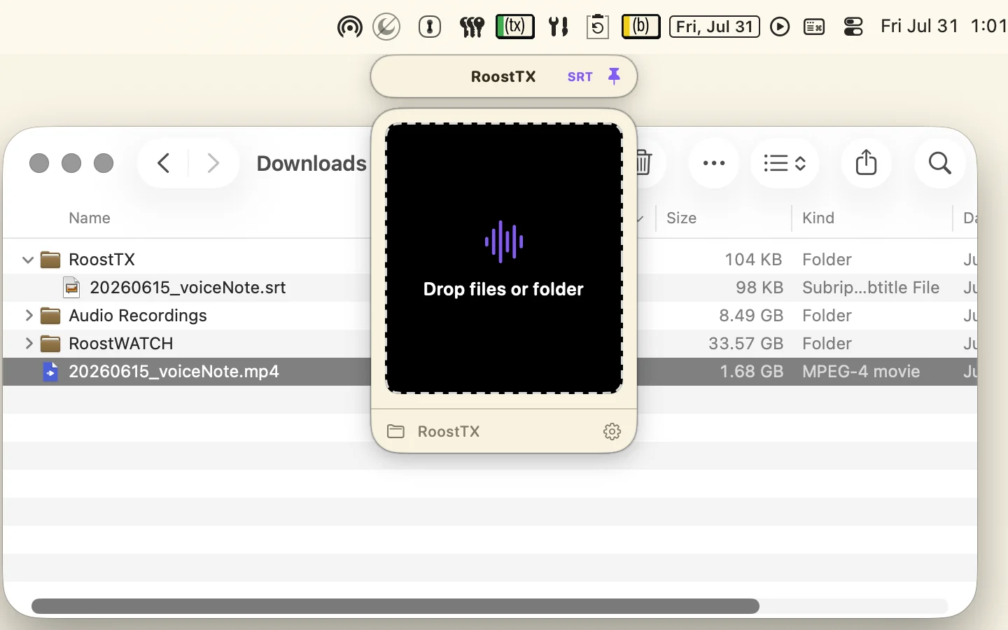 A completed SRT subtitle file